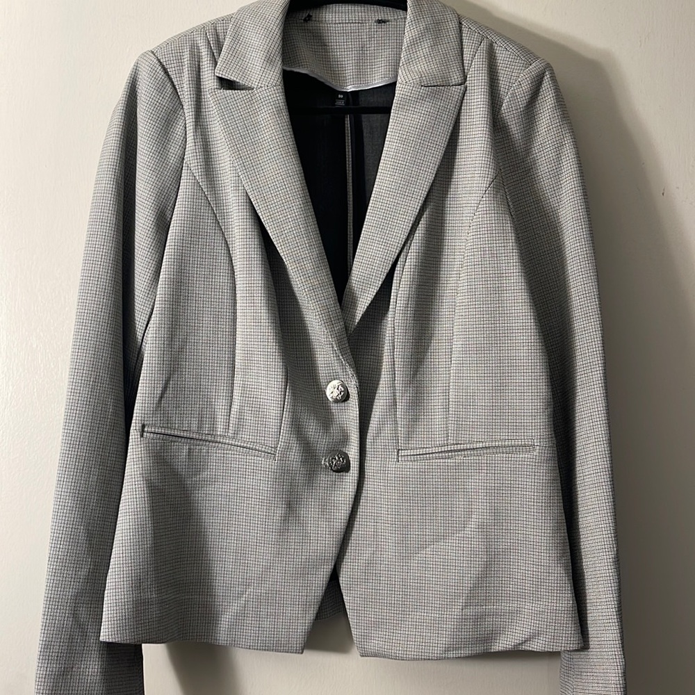 WHBM gray detailed business blazer
